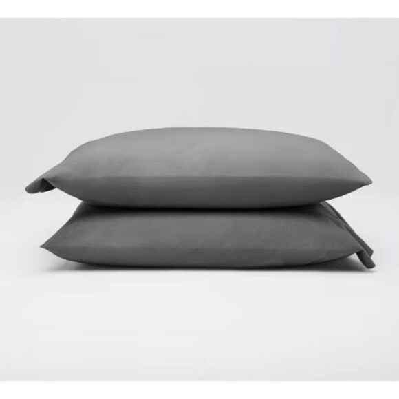 Washed Supima Percale Solid Pillowcase Set - Casaluna  - Dark Gray - NEW - Picture 1 of 5